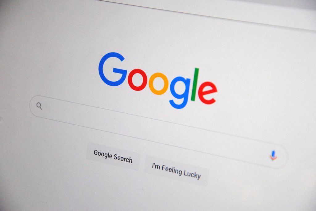 Google meklētājprogrammas pirmā lapa. 