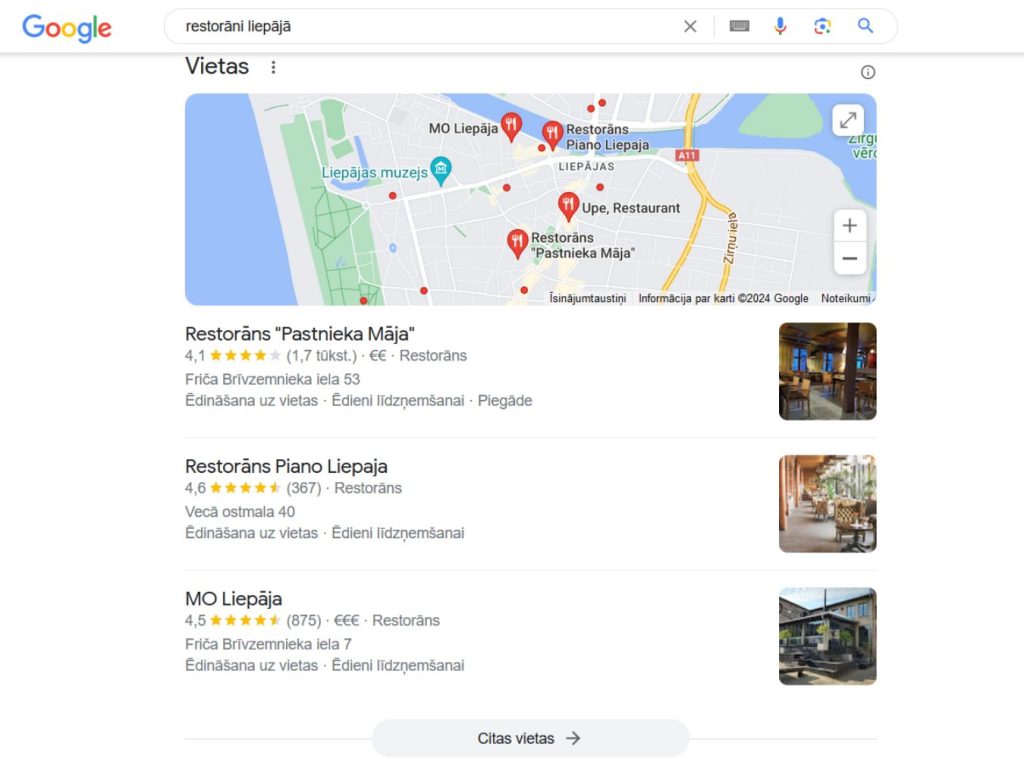 Google rīks Google biznesa profils
